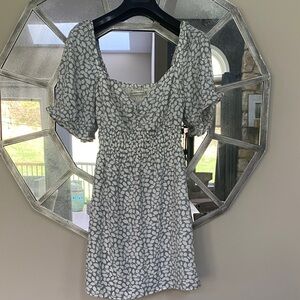 Abercrombie & Fitch Gray and White Floral Smocked Mini Dress
